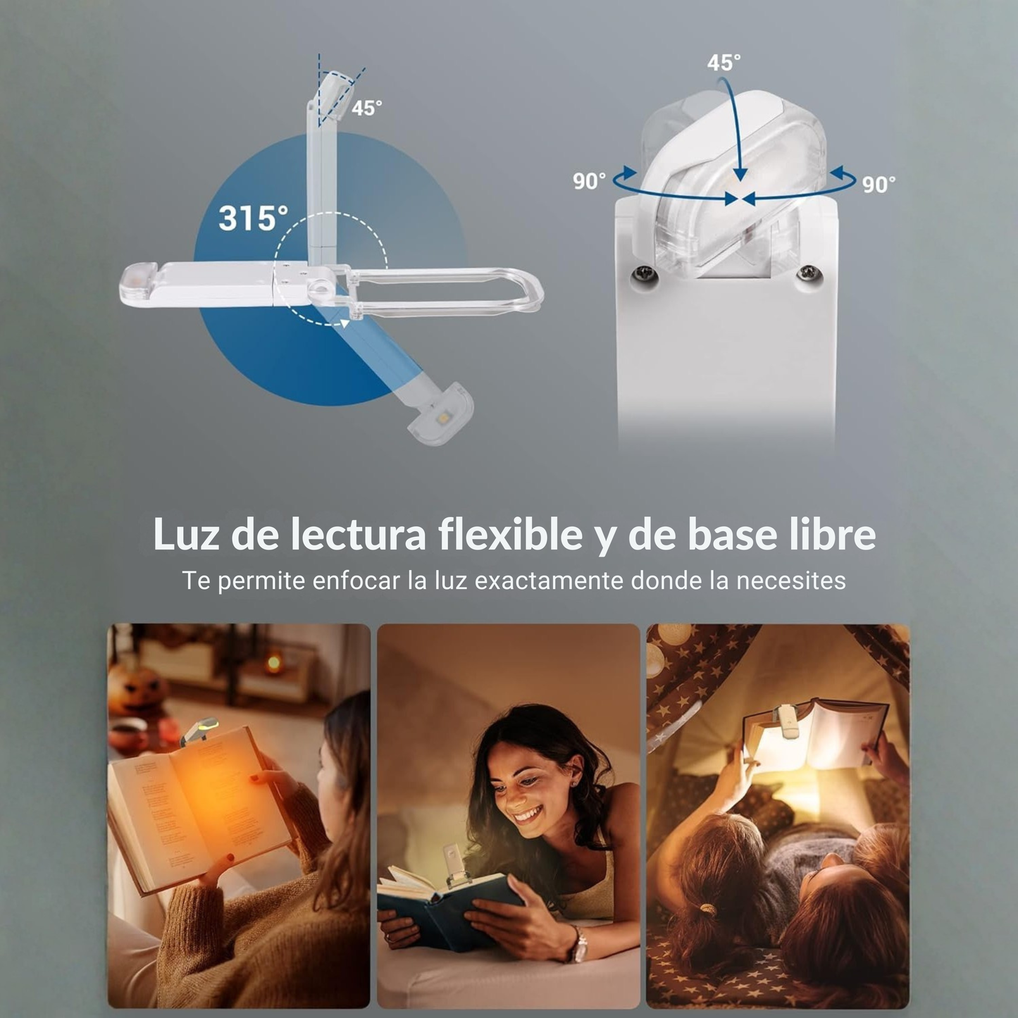 Luz lectura portatil recargable